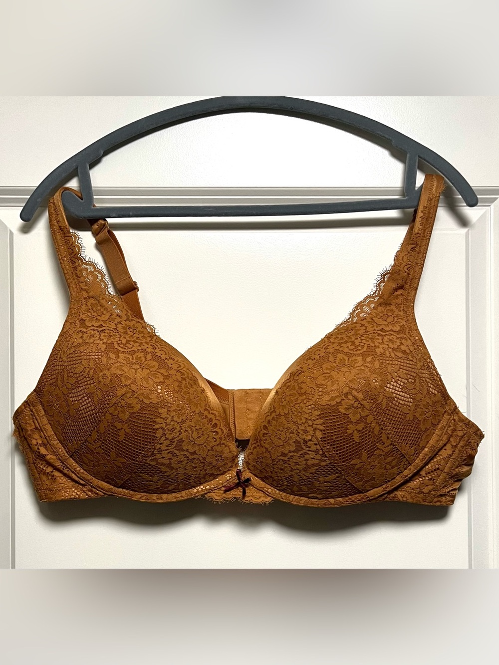 Romantic Cacique Padded Underwire Bra Lace Feminine Supportive Foam Orange 42C
